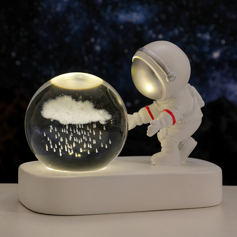 Glowing Galaxy Astronaut Crystal Ball Night Light – USB Bedside Lamp & Birthday Gift