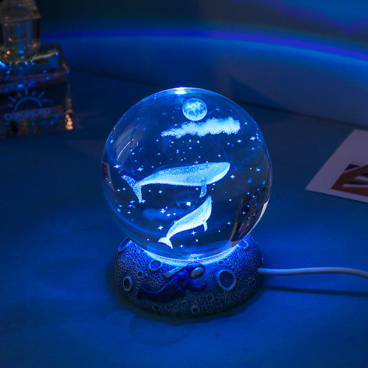 Luminous Crystal Ball with Resin Base – Home & Desk Decoration
