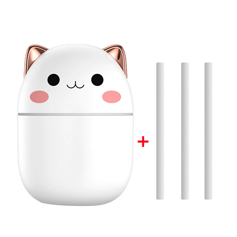 Cute Cat USB Air Humidifier – Ultra-Silent Cool Mist Aromatherapy Diffuser with LED Light for Home, Office, Bedroom & Car