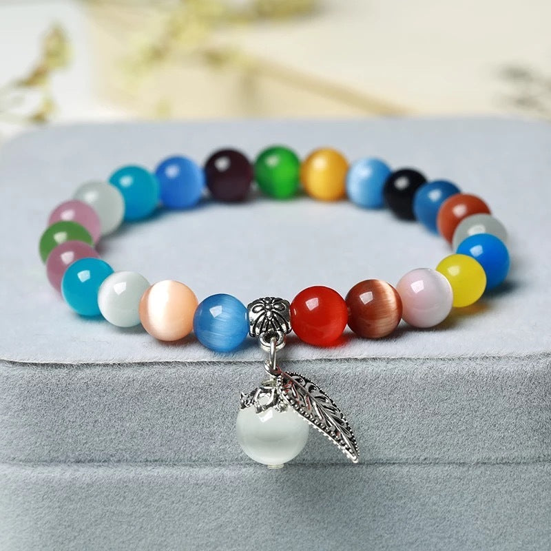 Iridescent Opal Crystal Single Loop Bracelet