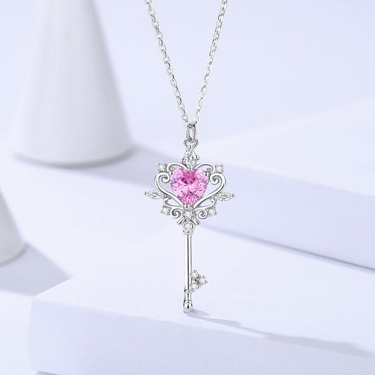 S925 Sterling Silver Guard Key Necklace – Elegant Women’s Pendant Jewelry, Original Design, Gift for Her