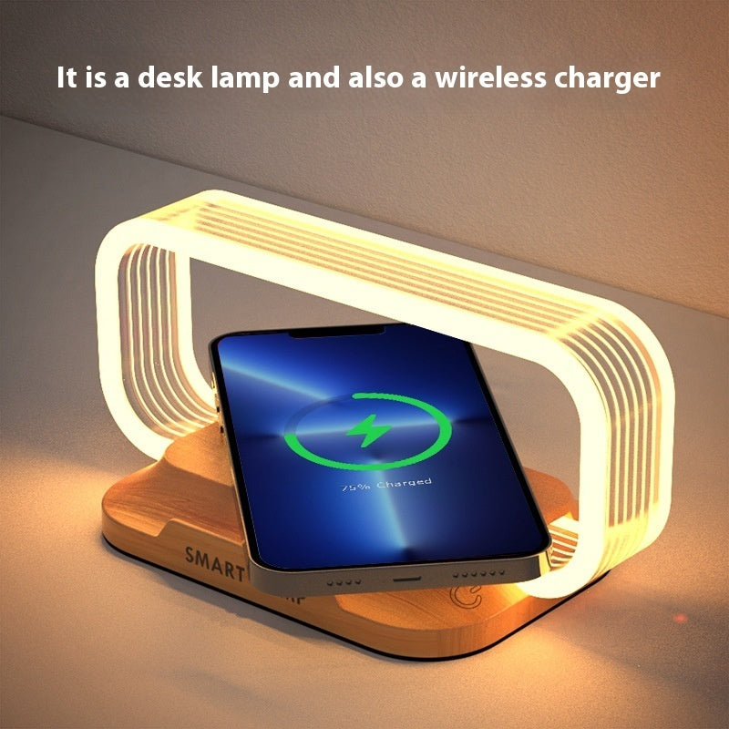 Touch Dimming Night Lamp with 10W Wireless Phone Charger – Modern Bedside LED Light for Indoor Use