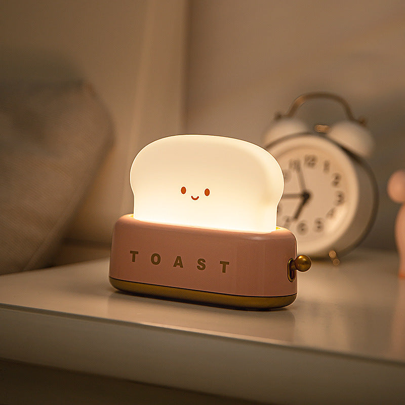 Toast-Shaped USB Table Lamp – Cute Bread Night Light, Dimmable LED, USB Rechargeable, Cozy Bedside Lamp for Home & Gifts