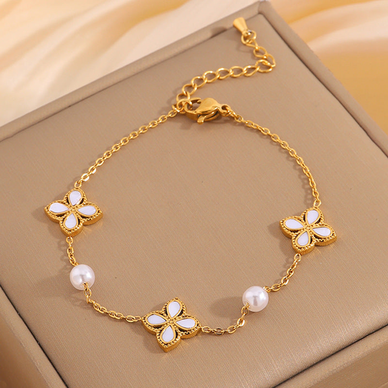 Women’s Clover Zircon Bracelet – Elegant Light Luxury Jewelry, High-Grade Fashion Accessory for Daily Wear & Gifts