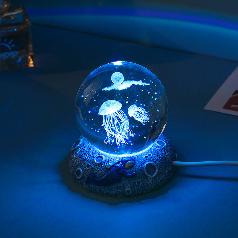 Luminous Crystal Ball with Resin Base – Home & Desk Decoration