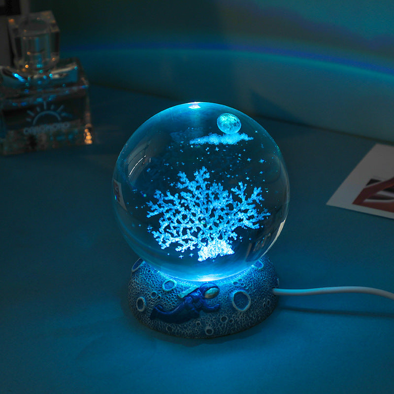 Luminous Crystal Ball with Resin Base – Home & Desk Decoration