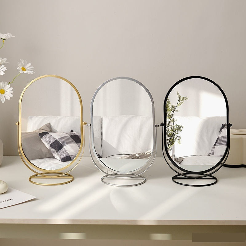 Elegant Desktop Vanity Mirror – Makeup Mirror with Golden Wrought Iron Frame for Bedroom, Desk & Vanity