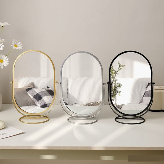 Elegant Desktop Vanity Mirror – Makeup Mirror with Golden Wrought Iron Frame for Bedroom, Desk & Vanity