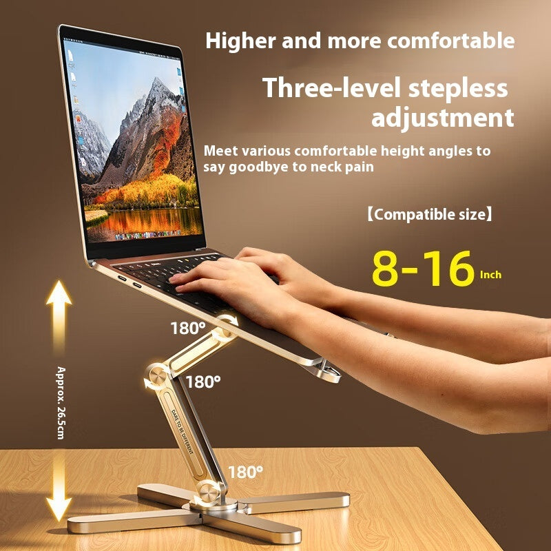 360° Rotating Foldable Aluminum Laptop Stand – Adjustable Height Notebook Holder with Heat Dissipation & Stable Triangular Support