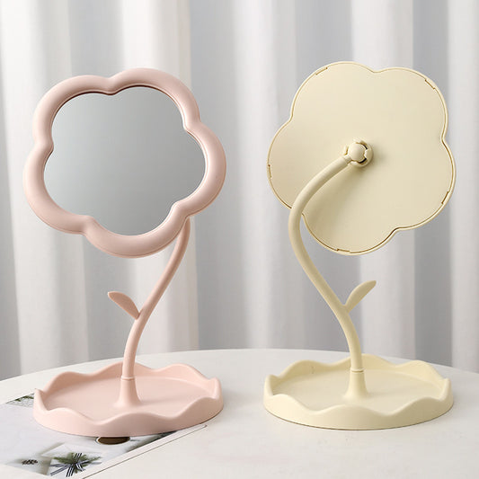 Portable Floral Desktop Makeup Mirror – Cute Sunflower Design, Detachable HD Vanity Mirror for Bathroom & Bedroom