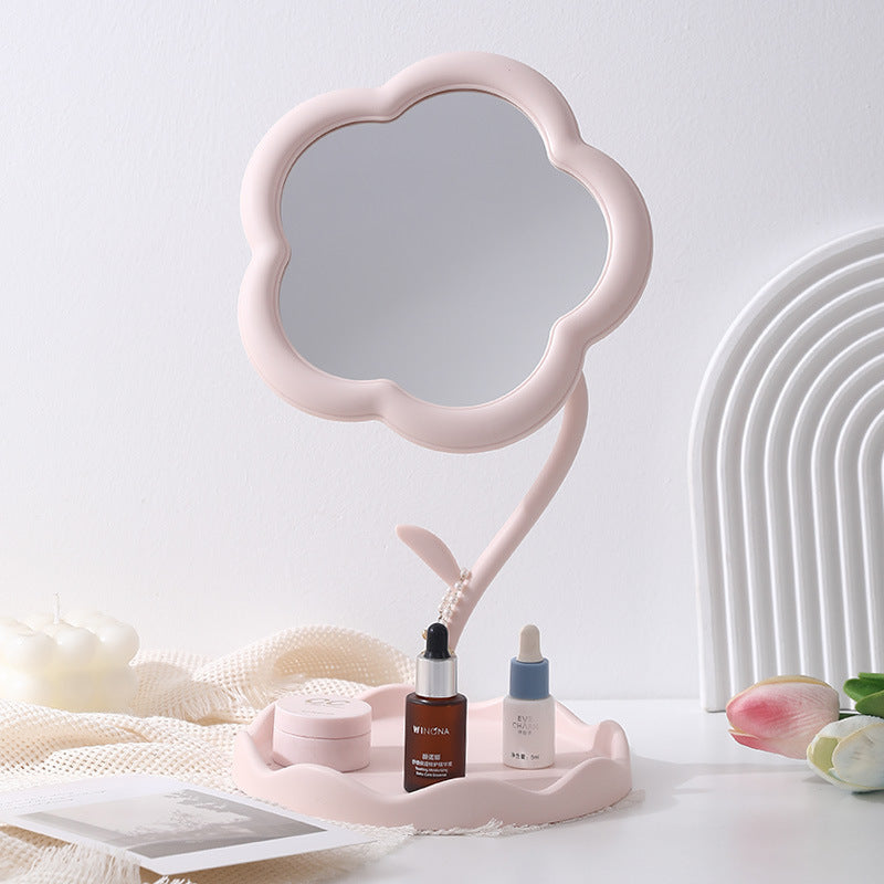 Portable Floral Desktop Makeup Mirror – Cute Sunflower Design, Detachable HD Vanity Mirror for Bathroom & Bedroom