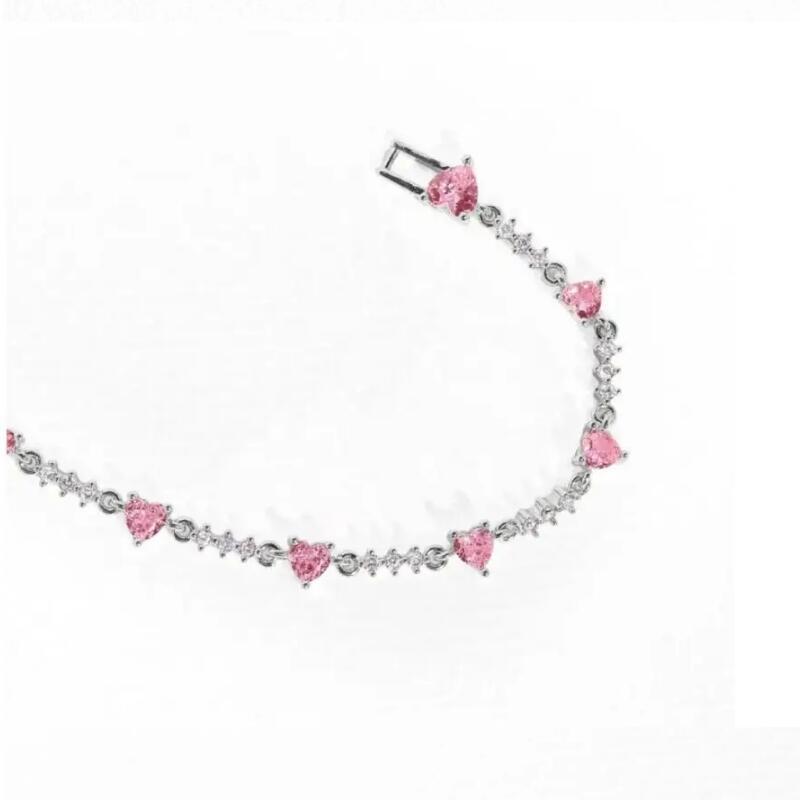 Sweet Bow Heart Rhinestone Chain Bracelet – Y2K Inspired Valentine's Day Fashion