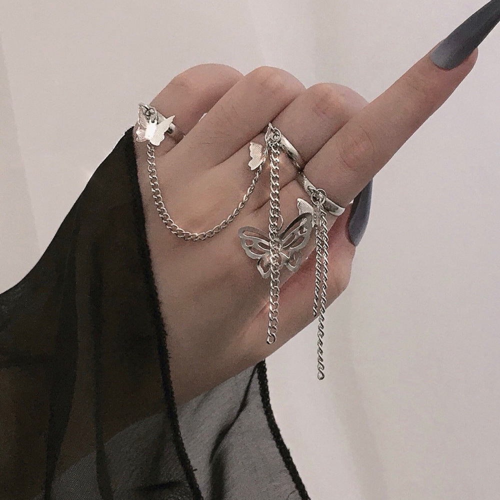 Trendy Tassel Linked Bracelet Ring – Fashion Chain Hand Jewelry for Women