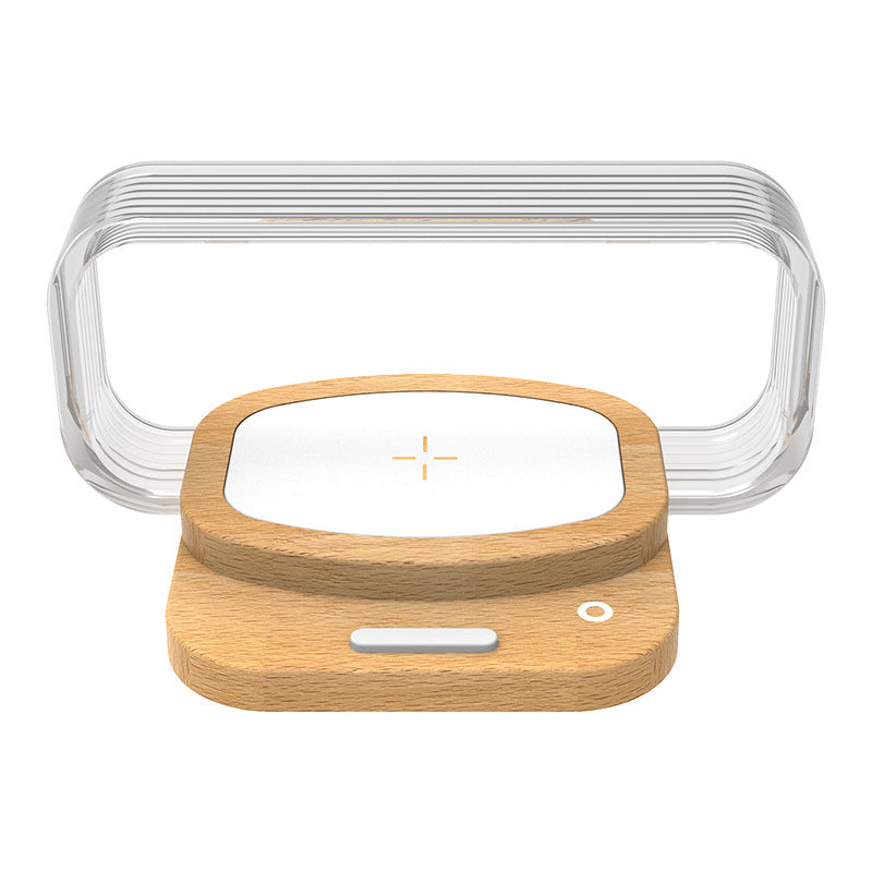 Wooden Wireless Charger Night Lamp – Touch LED Table Light with Mobile Phone Charging, Modern Bedside Lamp