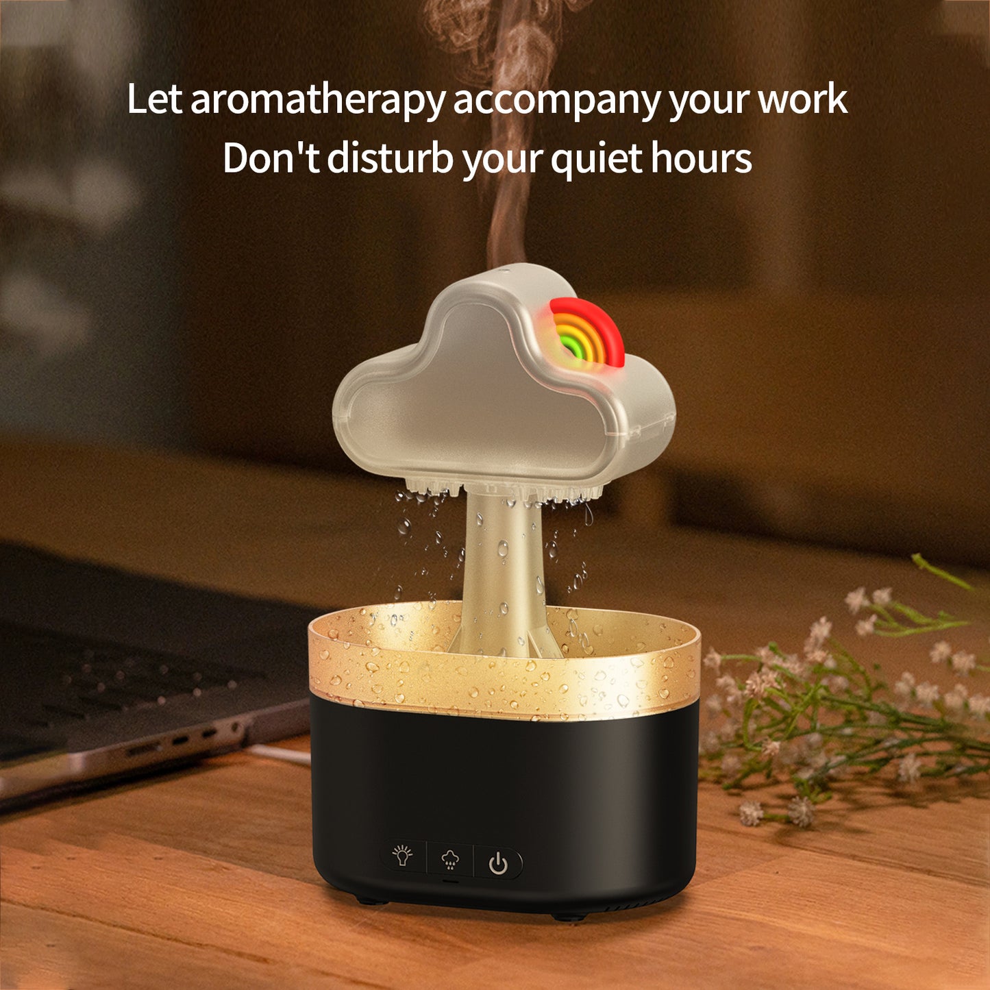 Rainbow Cloud Humidifier – 500ML Ultrasonic LED Air Mist Fogger for Home, Bedroom & Office