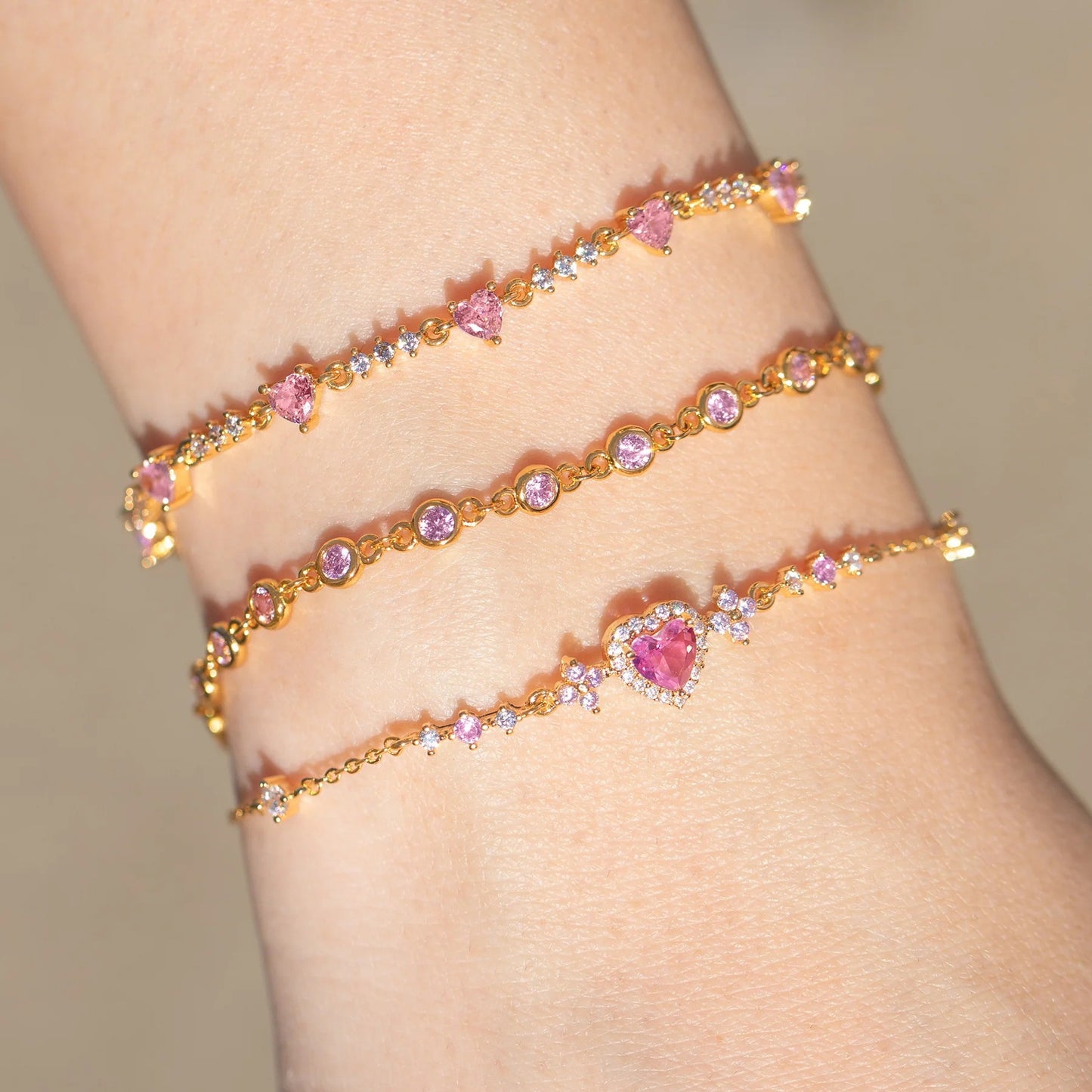 Sweet Bow Heart Rhinestone Chain Bracelet – Y2K Inspired Valentine's Day Fashion