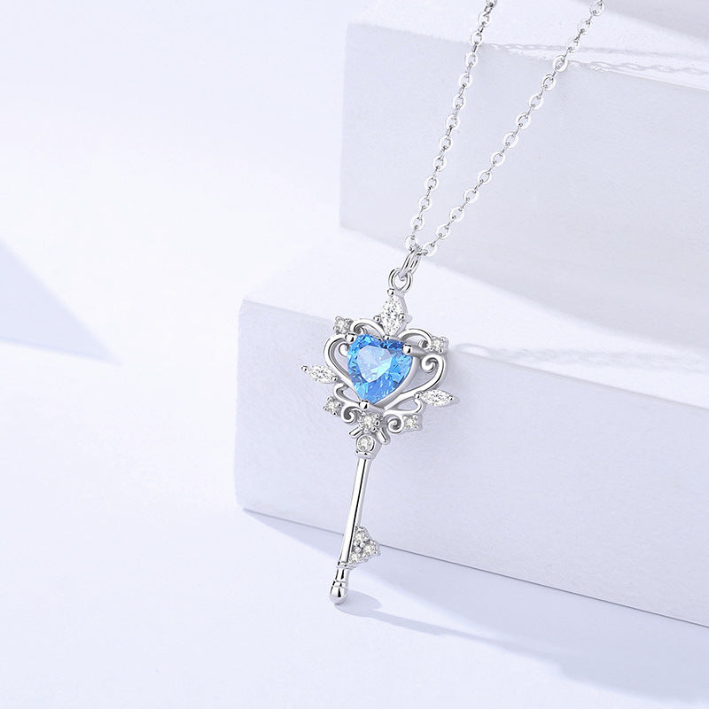 S925 Sterling Silver Guard Key Necklace – Elegant Women’s Pendant Jewelry, Original Design, Gift for Her