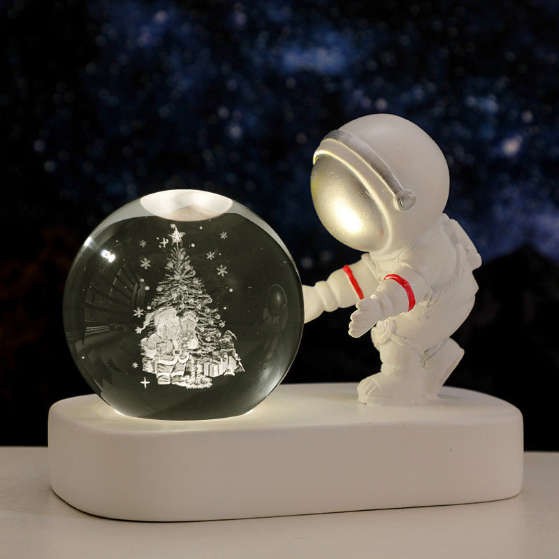 Glowing Galaxy Astronaut Crystal Ball Night Light – USB Bedside Lamp & Birthday Gift