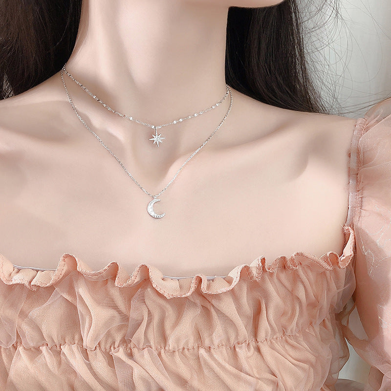 Creative Retro Simple Moon & Love Pendant Necklace for Women