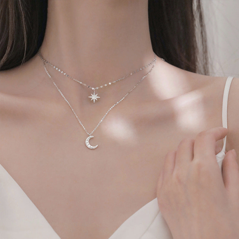 Creative Retro Simple Moon & Love Pendant Necklace for Women