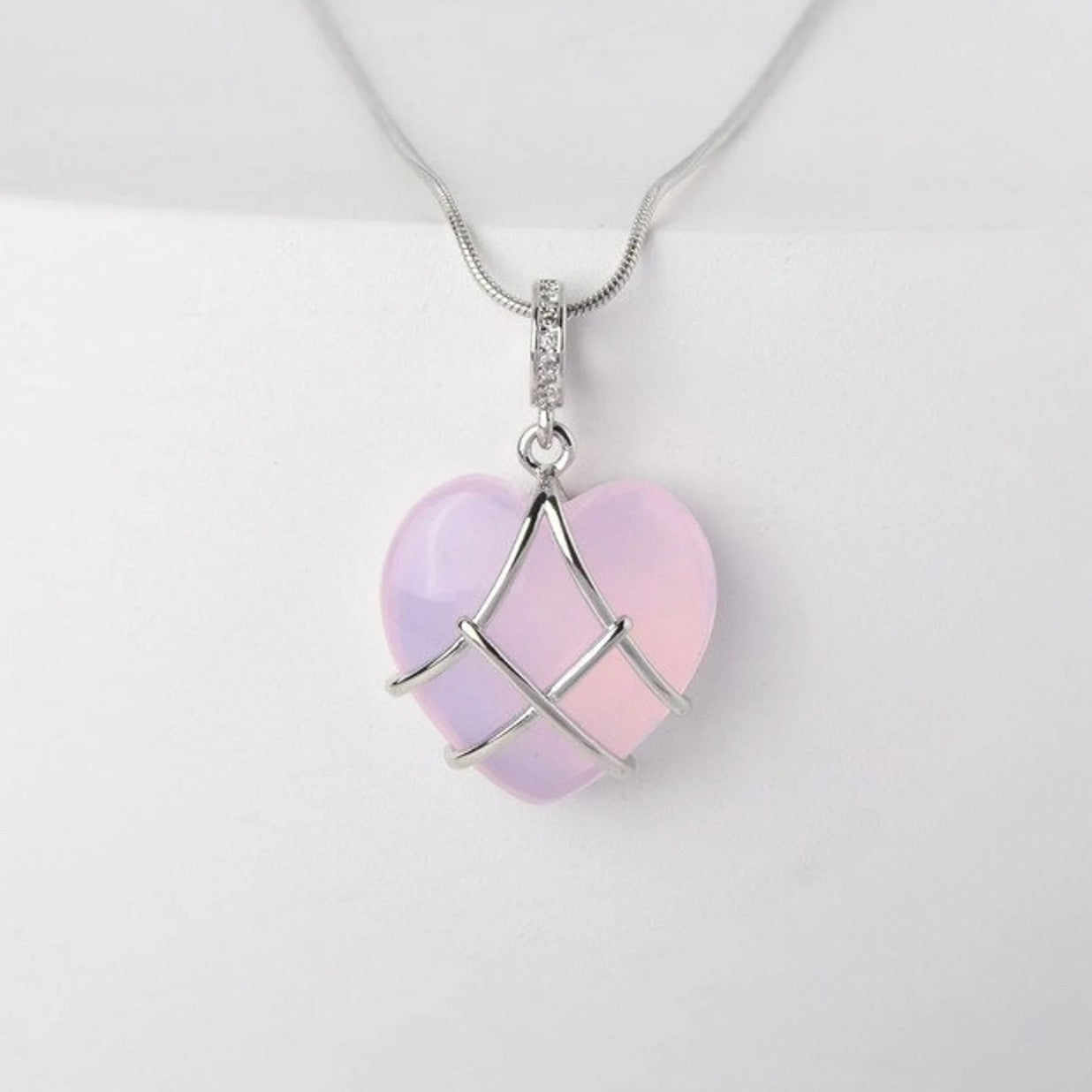 Moonstone Love Necklace with Cartoon Princess Charm – Trendy Jewelry for Girls