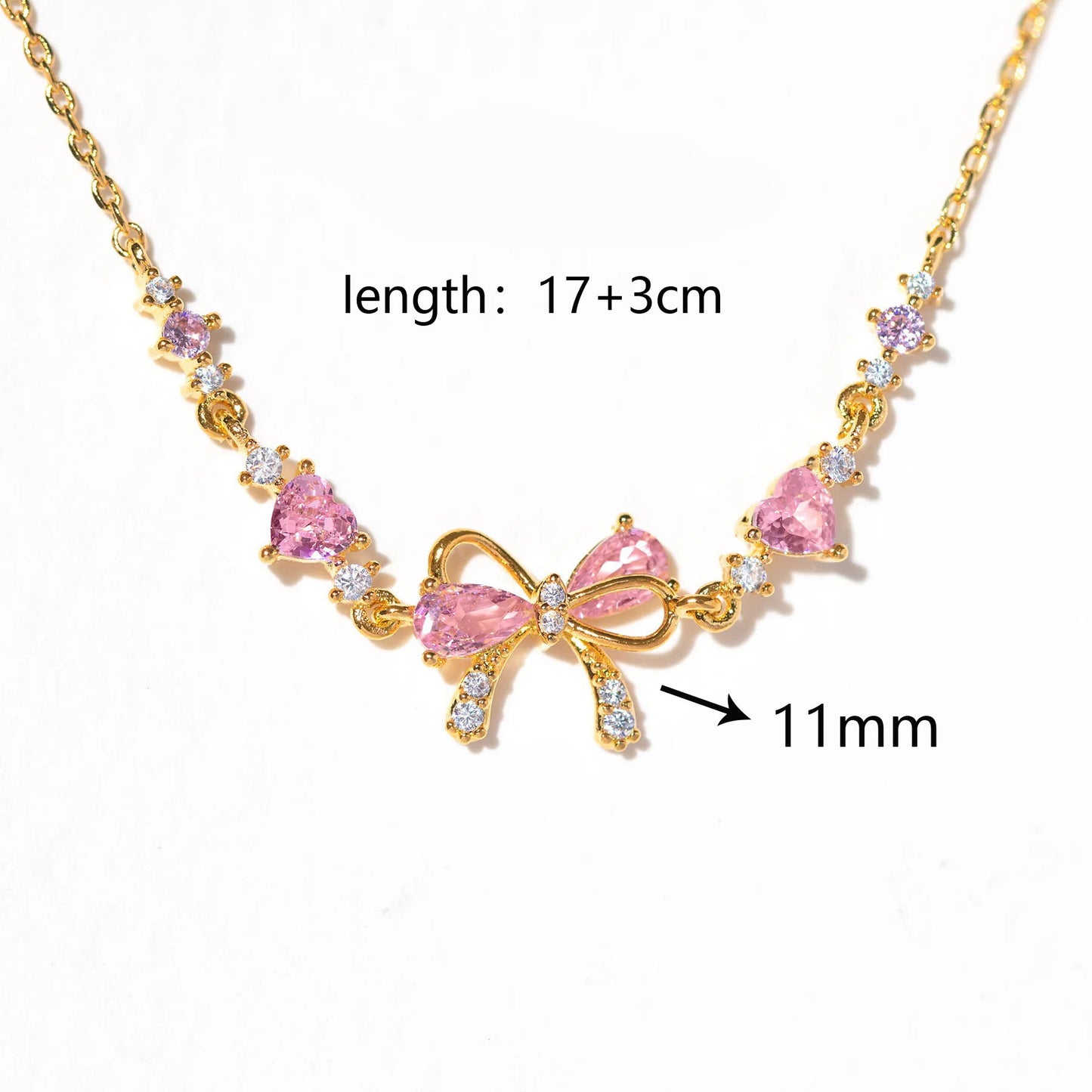 Sweet Bow Heart Rhinestone Chain Bracelet – Y2K Inspired Valentine's Day Fashion