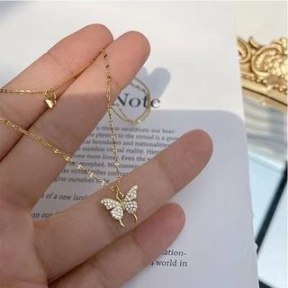 Double Layer Butterfly Sterling Silver Necklace for Women – Elegant & Dainty Design