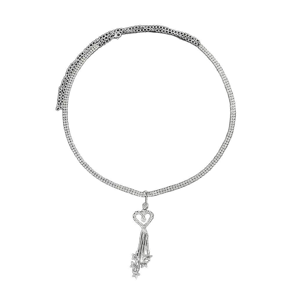 Rhinestone Tassel Belly Ring Waist Chain – Heart, Star & Butterfly Navel Piercing Body Jewelry for Women