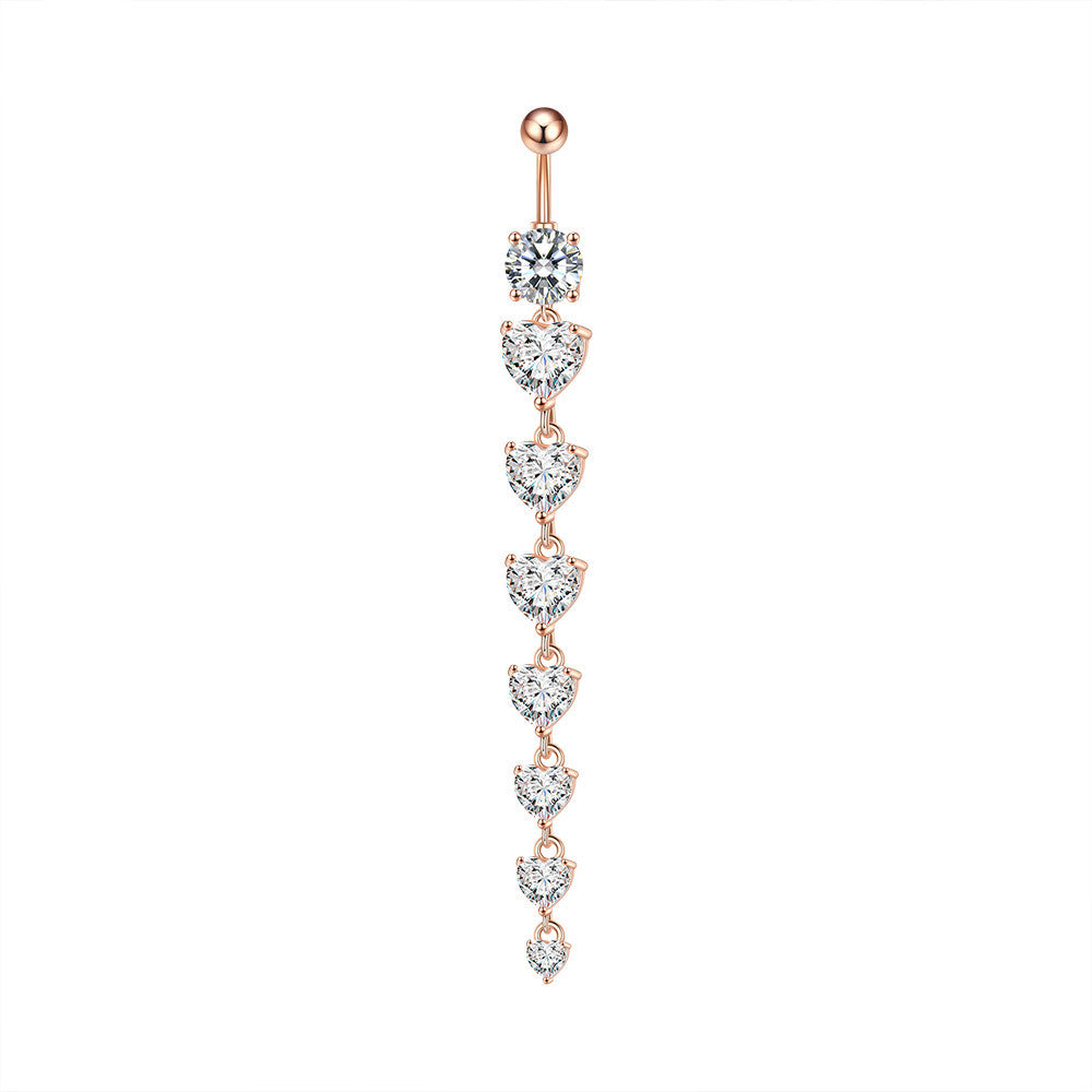 Micropaved CZ Butterfly Tassel Belly Button Ring – Elegant Dangle Navel Piercing Jewelry for Women