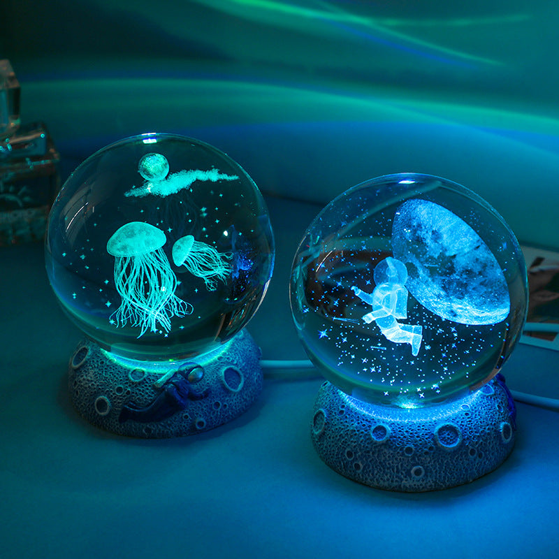 Luminous Crystal Ball with Resin Base – Home & Desk Decoration