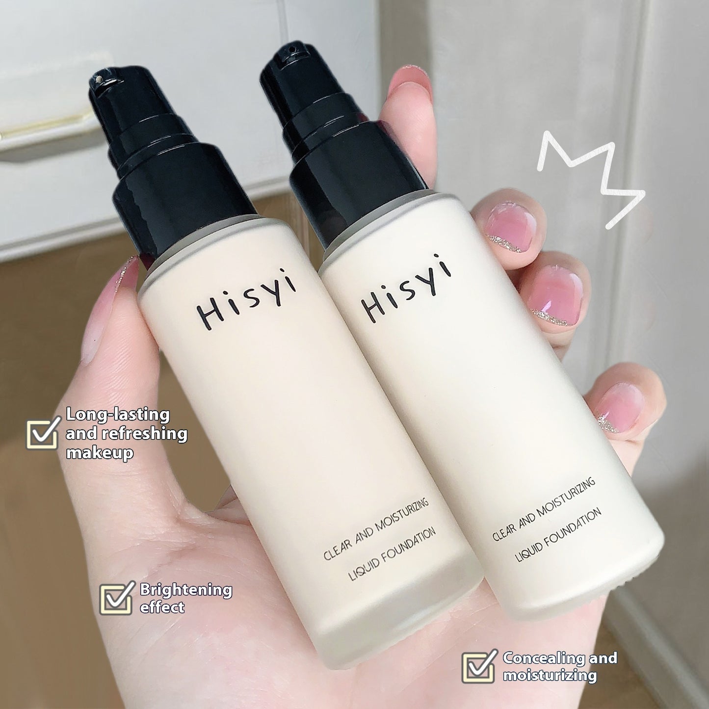 Flawless Coverage Liquid Foundation – Lightweight, Waterproof, Brightening Concealer