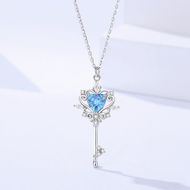 S925 Sterling Silver Guard Key Necklace – Elegant Women’s Pendant Jewelry, Original Design, Gift for Her