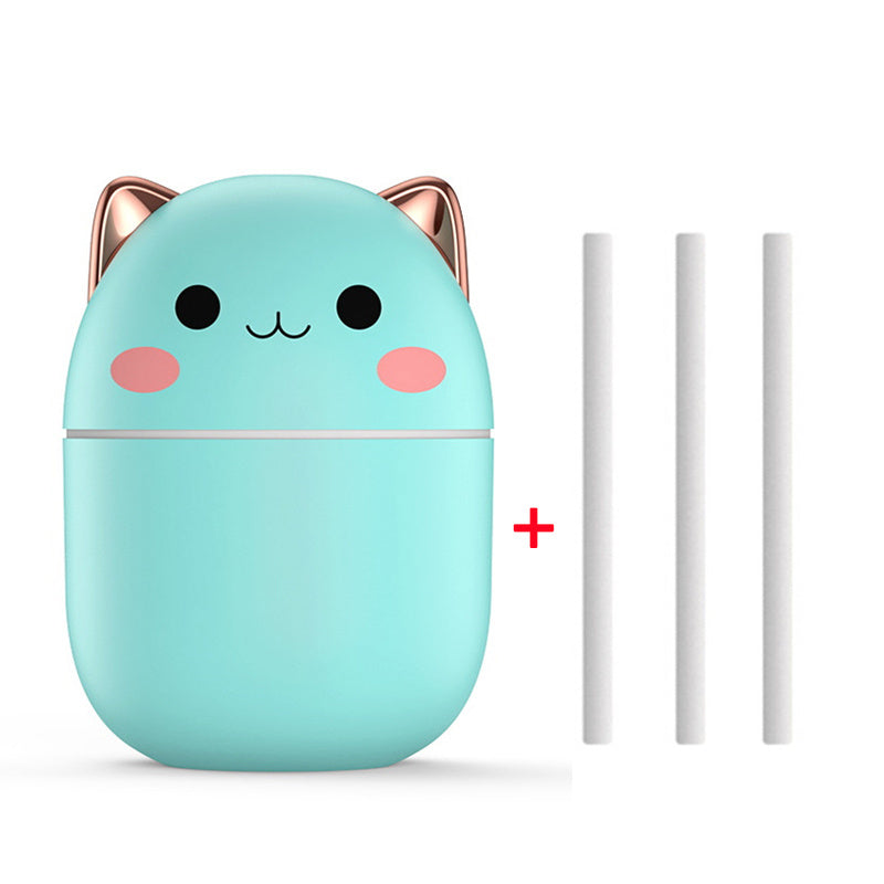 Cute Cat USB Air Humidifier – Ultra-Silent Cool Mist Aromatherapy Diffuser with LED Light for Home, Office, Bedroom & Car