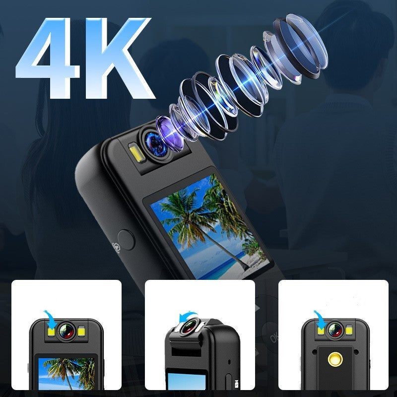4K WiFi Outdoor Sports Action Camera – 180° Rotating Lens, Magnetic Clip, Wireless Recording & Waterproof Design for Cycling, Driving, and Motorcycle Riding