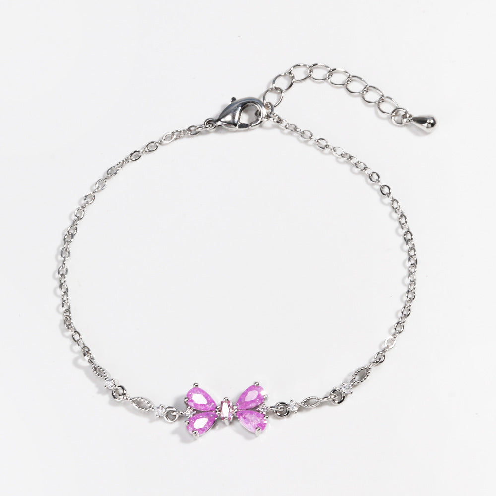 Sweet Bow Heart Rhinestone Chain Bracelet – Y2K Inspired Valentine's Day Fashion