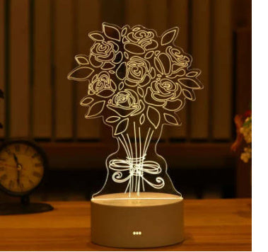 3D Acrylic LED Night Lamp – USB Neon Light for Home, Room Decor & Gifts