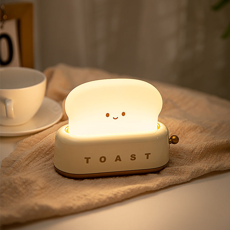 Toast-Shaped USB Table Lamp – Cute Bread Night Light, Dimmable LED, USB Rechargeable, Cozy Bedside Lamp for Home & Gifts