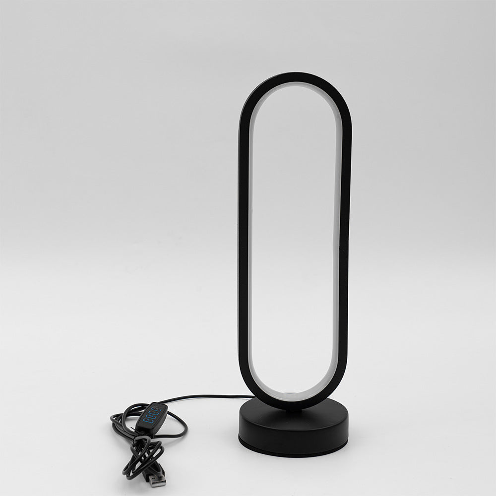 Black & White USB Ring Night Lamp – Dimmable LED Small Desk & Living Room Decoration