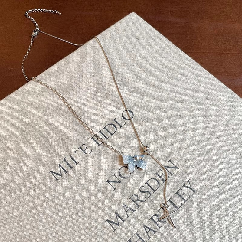 Spring & Summer Gradient Blue Butterfly Tassel Necklace – Super Fairy Style