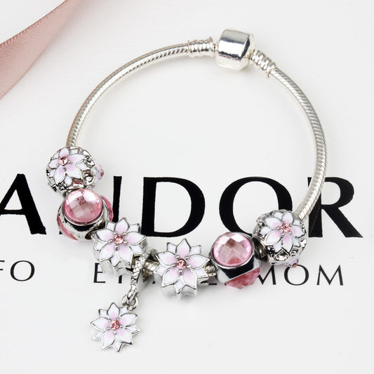 Magnolia Flower Charm Bracelet – Stylish Alloy Women’s Jewelry