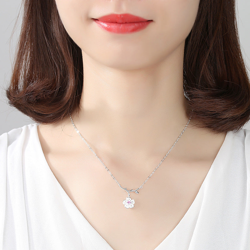 Elegant S925 Sterling Silver Flower Clavicle Necklace – Delicate Jewelry for Women