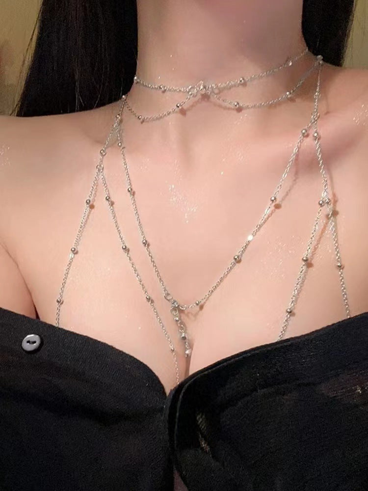 "Sexy Body Chain for Women – Bold Metal Chest Jewelry for Festival & Clubwear"