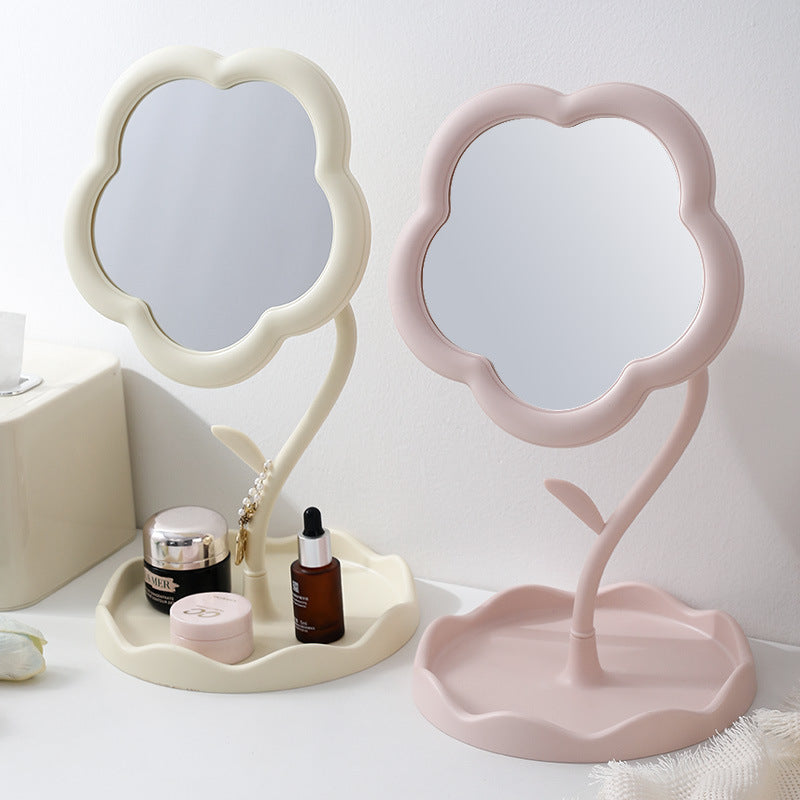 Portable Floral Desktop Makeup Mirror – Cute Sunflower Design, Detachable HD Vanity Mirror for Bathroom & Bedroom