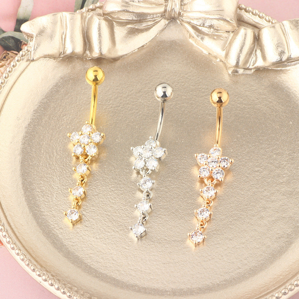 Wish Color Zircon Belly Button Ring – Dazzling Multicolor Crystal Navel Piercing Jewelry