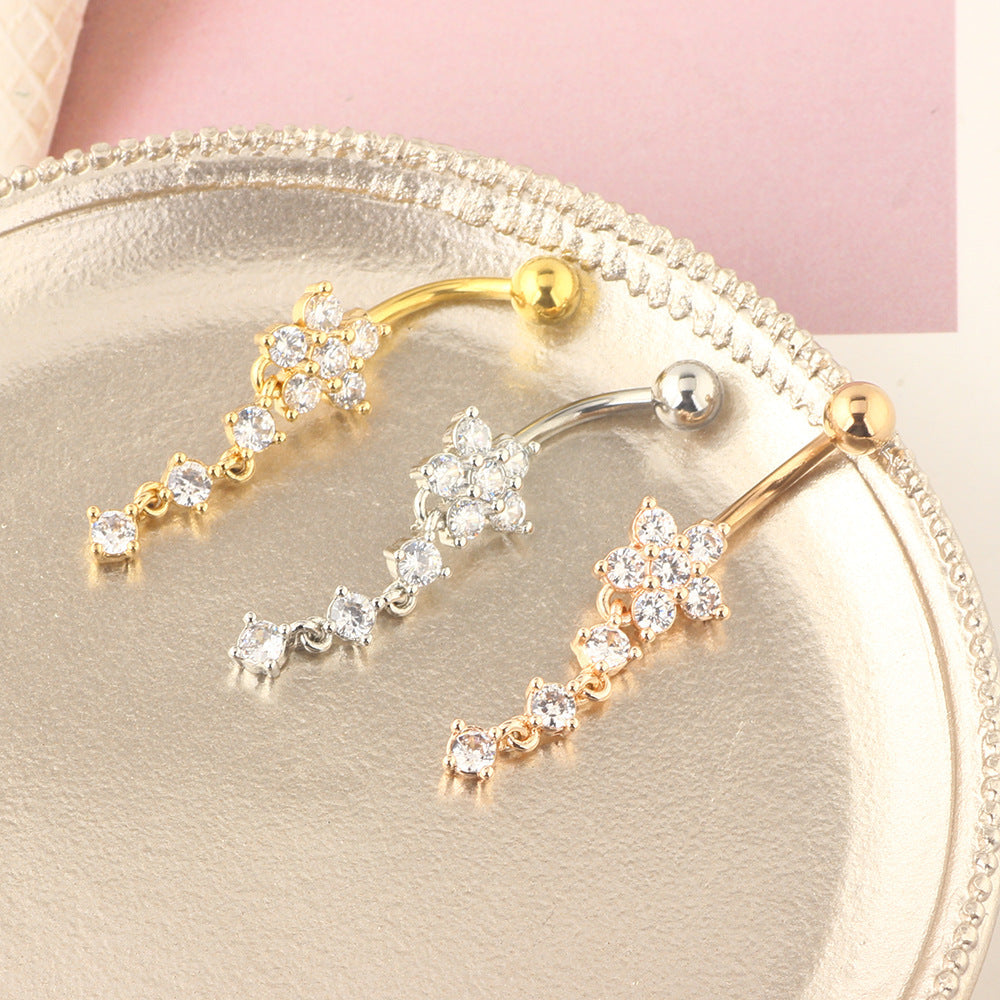 Wish Color Zircon Belly Button Ring – Dazzling Multicolor Crystal Navel Piercing Jewelry