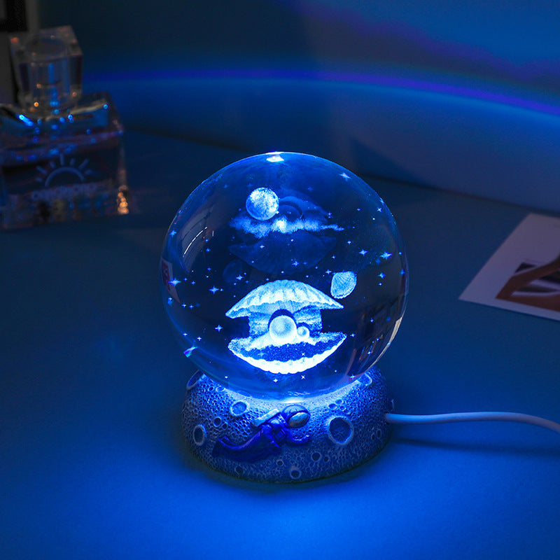 Luminous Crystal Ball with Resin Base – Home & Desk Decoration