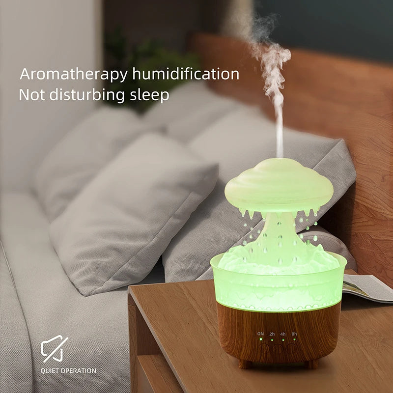 Rain Cloud Humidifier with Raindrop Sound & 7-Color LED - Essential Oil Diffuser & Night Light for Relaxation & Sleep