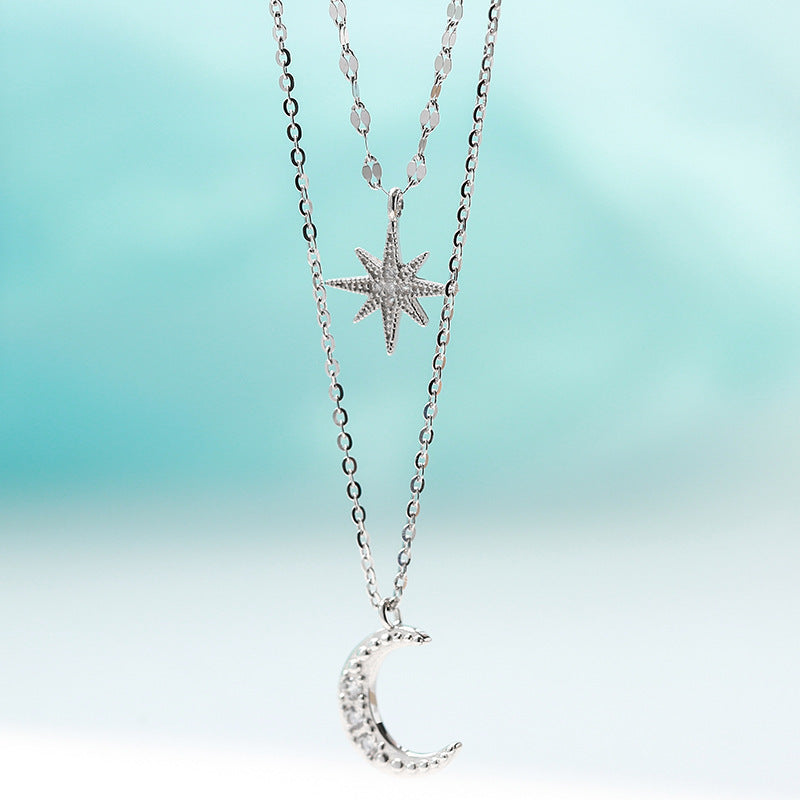 Creative Retro Simple Moon & Love Pendant Necklace for Women