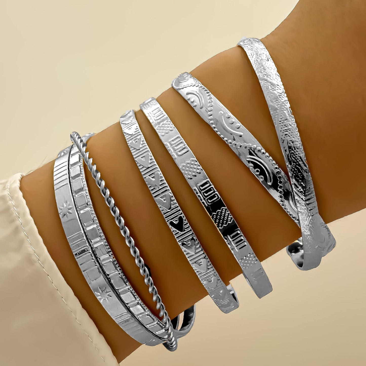 5-7pcs Creative Twisted Hip Hop Style Bracelet Set – Simple & Stylish Accessories for Women