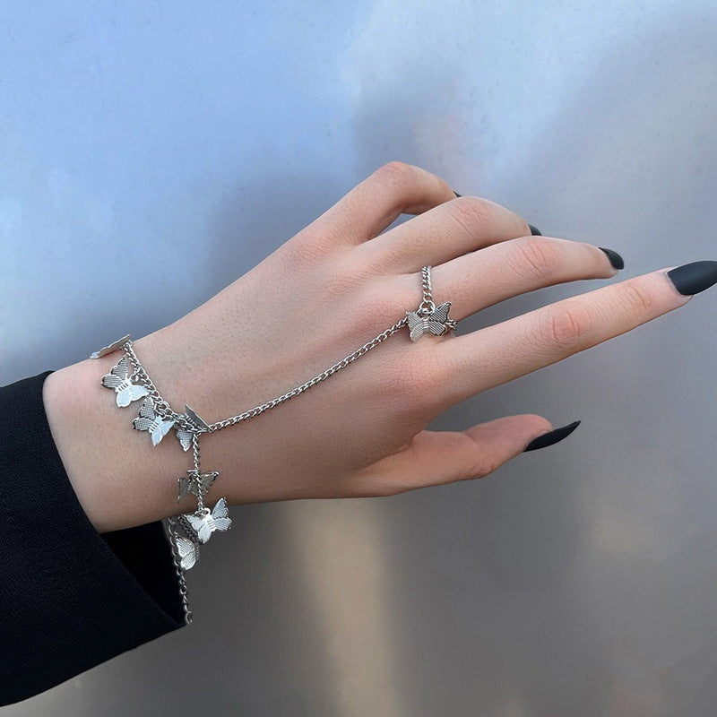 Trendy Tassel Linked Bracelet Ring – Fashion Chain Hand Jewelry for Women